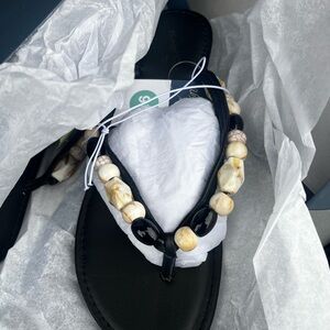 Women's Beaded Black Sandals